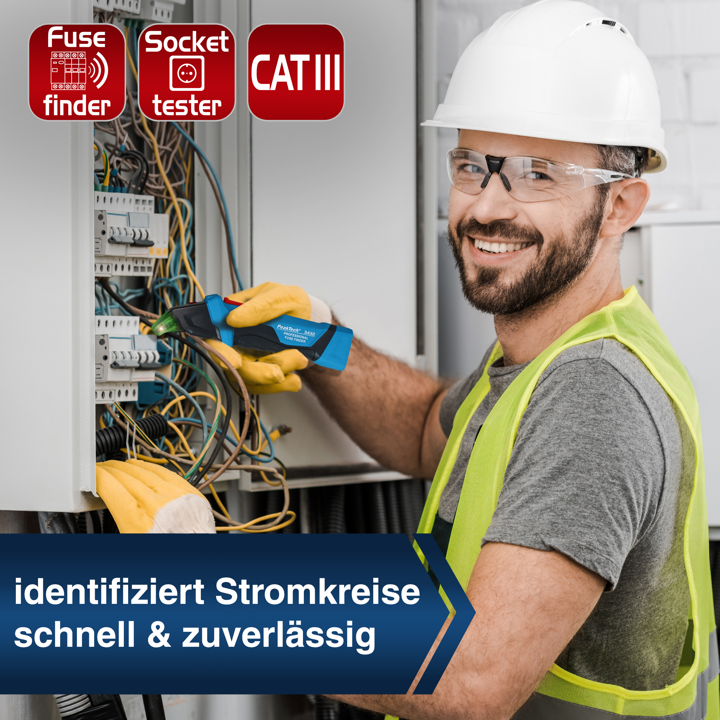 «PeakTech® P 3432» Sicherungsfinder mit RCD Tester – Bild 5